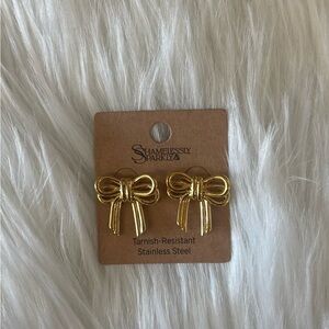 Shamelessly Sparkly Gold Bow Earrings